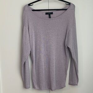 Jessica Simpson Lavender Shimmer Metallic Long Sleeve Scoop Neck Top Size Medium